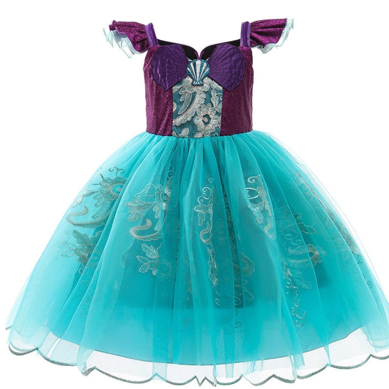 Niñas pequeñas sirenita ariel princess vestido halloween fantasía disfrazniñosniños carnaval carnaval ropa de fiesta vestida de verano