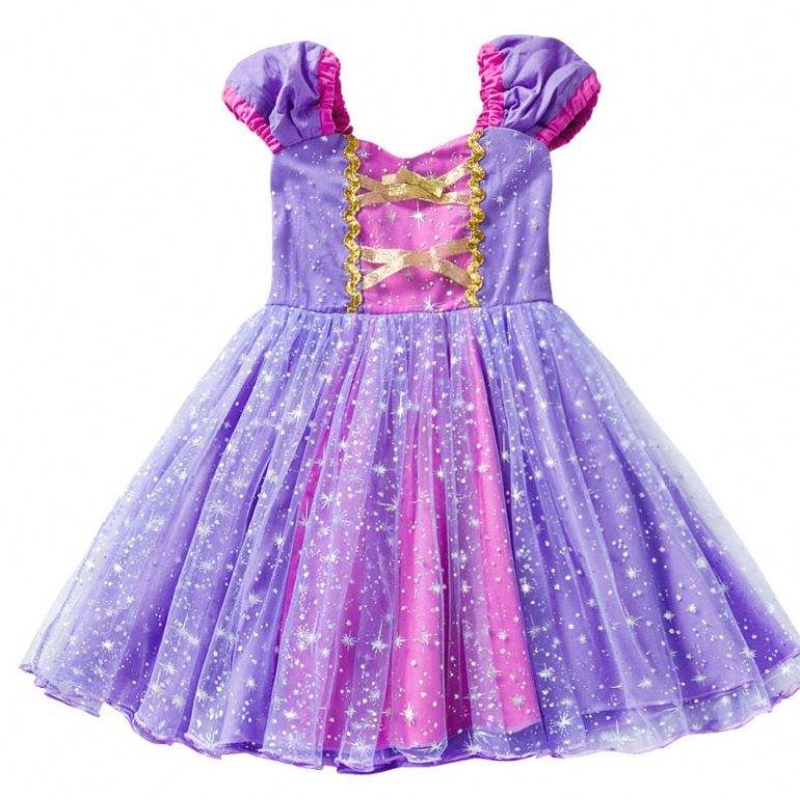 Vestido de princesa de Rapunzel de alta calidad para la película Party Película Tangled Cosplay Girls Birthday Party Dress durante 1-4 años