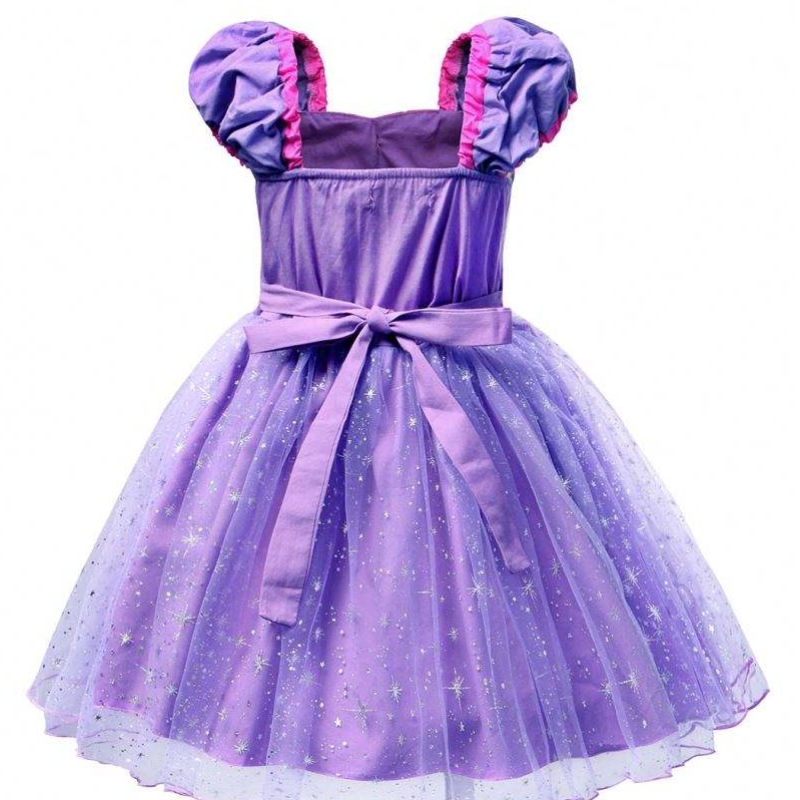 Vestido de princesa de Rapunzel de alta calidad para la película Party Película Tangled Cosplay Girls Birthday Party Dress durante 1-4 años