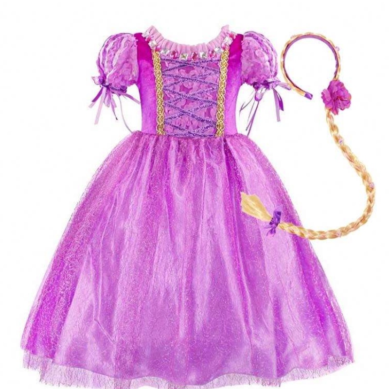 Gadgets 2022 Niñas pequeñas Color púrpura Rapunzel Princess Vestido con accesorios HCRS-006