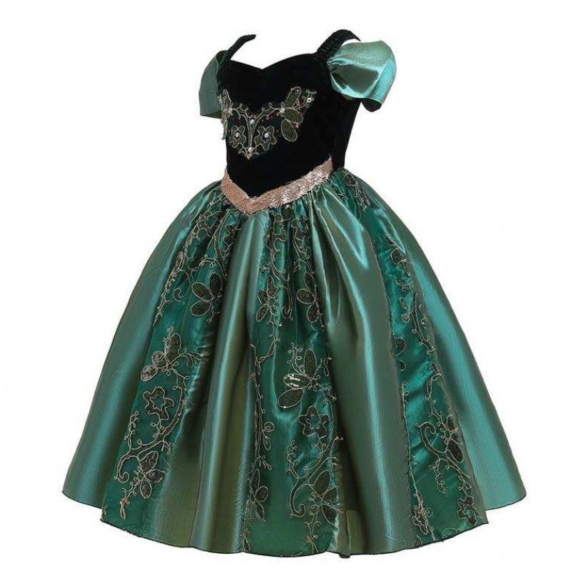 022 Vestido más vendido Niñas Niñas Pequeñas Princesa Halloween Anna Elsa Disfraz con Cape HCGD-032