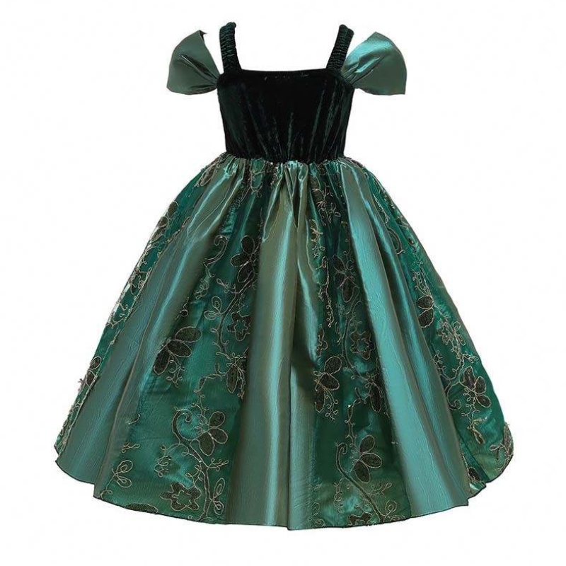 022 Vestido más vendido Niñas Niñas Pequeñas Princesa Halloween Anna Elsa Disfraz con Cape HCGD-032