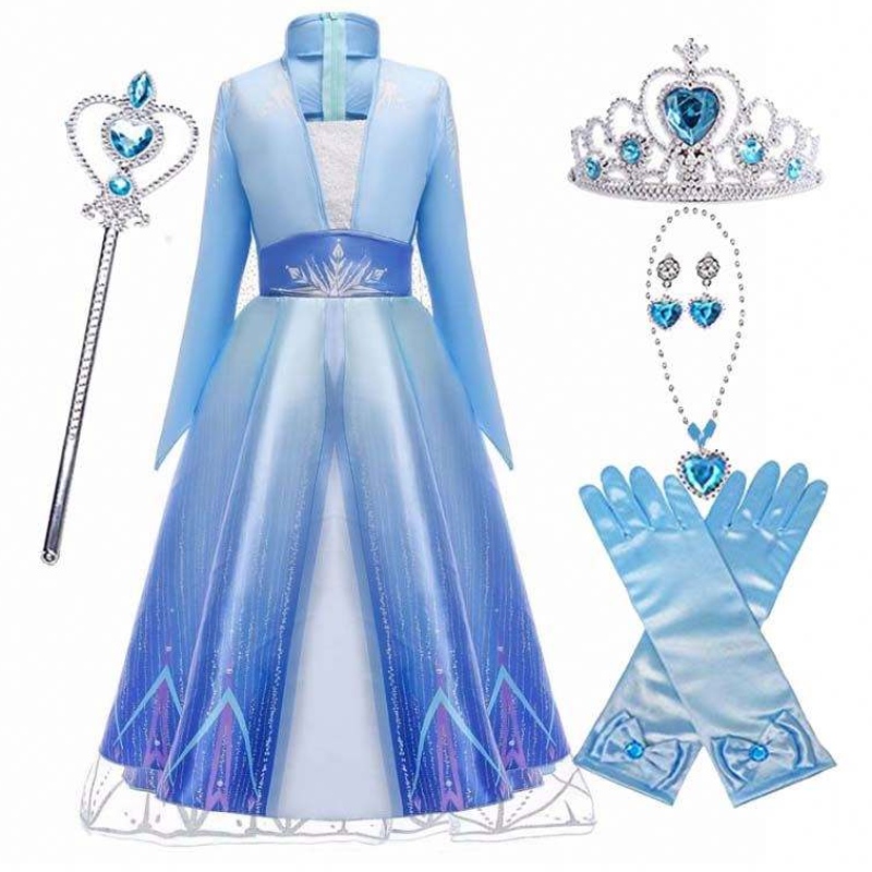 Niños Girls Halloween Party Cosplay 110-150cm Princesa Vestida Elsa Princess HCGD-011