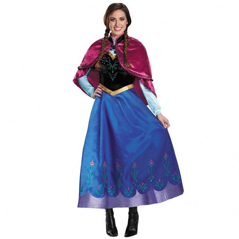 best seller 2022 Adult Elsa Anna Cosplay Mujer disfraz de Halloween Princess Dress Adult Anna Disfraz con Cloak HCGD-053