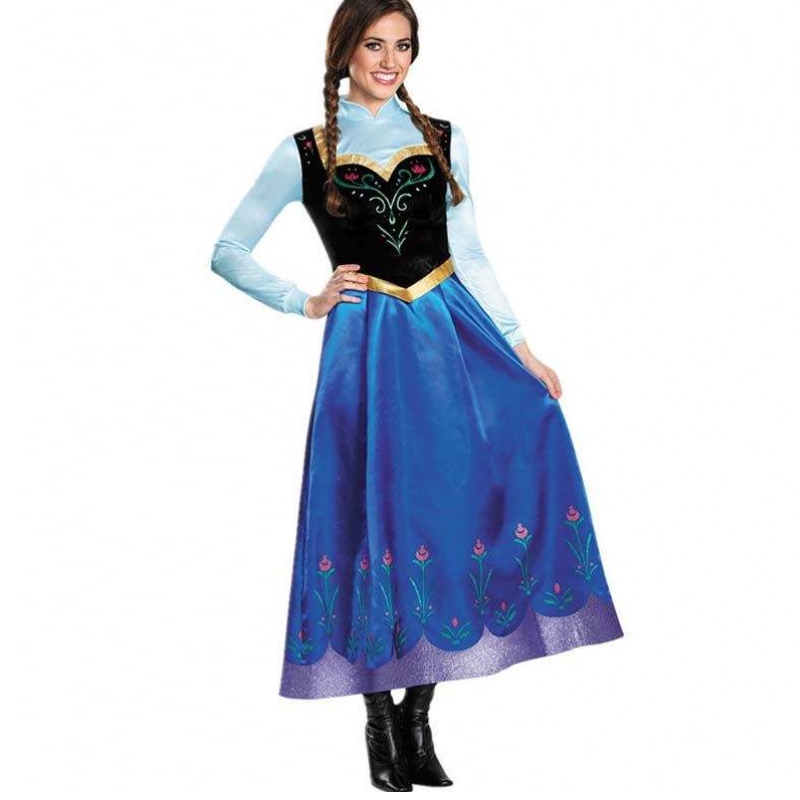 best seller 2022 Adult Elsa Anna Cosplay Mujer disfraz de Halloween Princess Dress Adult Anna Disfraz con Cloak HCGD-053