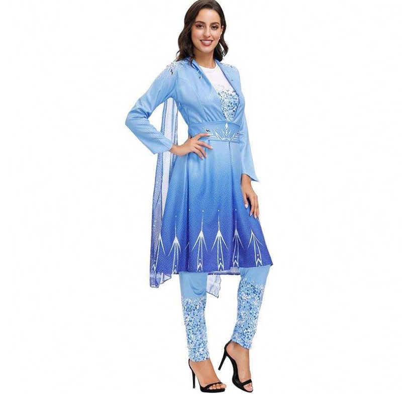 2022 ARRIBAS NUEVAS ADULTAS Snowen Elsa Elsa Cosplay Disfraz de Halloween Mujeres HCGD-055