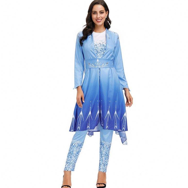 2022 ARRIBAS NUEVAS ADULTAS Snowen Elsa Elsa Cosplay Disfraz de Halloween Mujeres HCGD-055