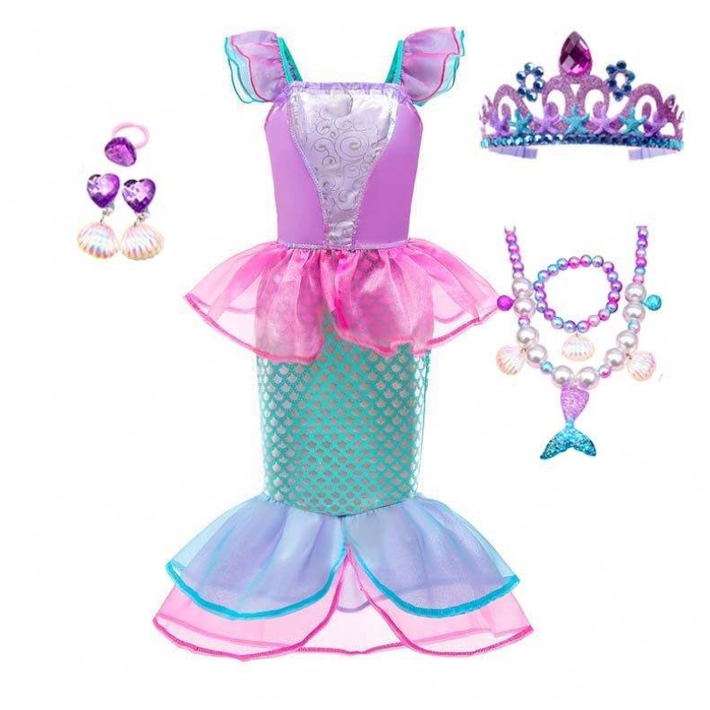 Fiesta de cumpleaños de Halloween Disfracesnavideños con accesorios Niñas pequeñas Mermaid Carnaval Suministros Suministros HCMM-005