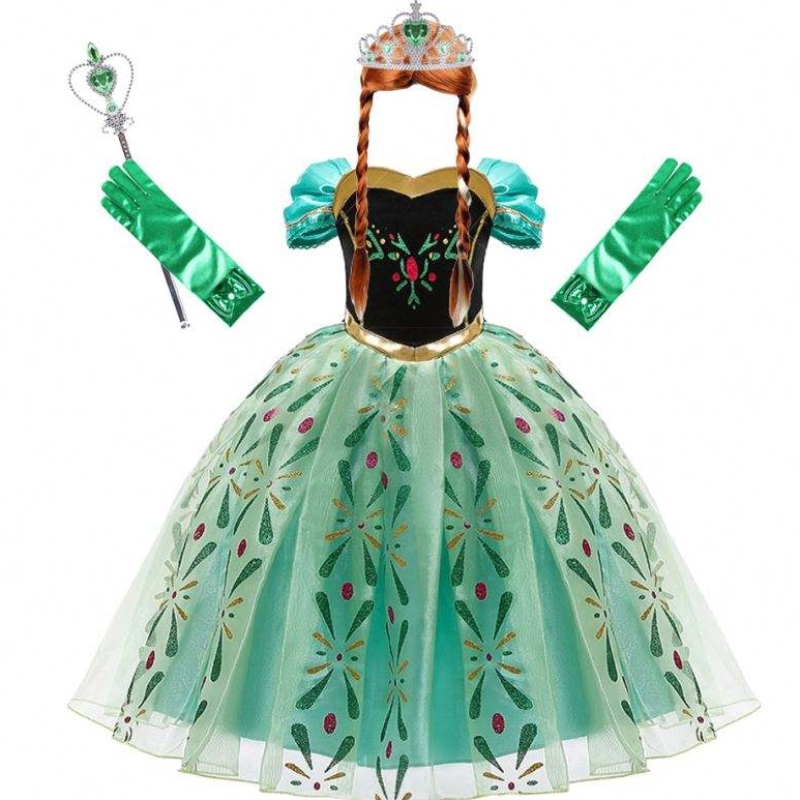 Vestido de Anna paraniña Cosplay Snow Queen Princess Princesa Kids Ropa de Halloween Niños CARCELA CARNIVAL DOSTER Y VAGA