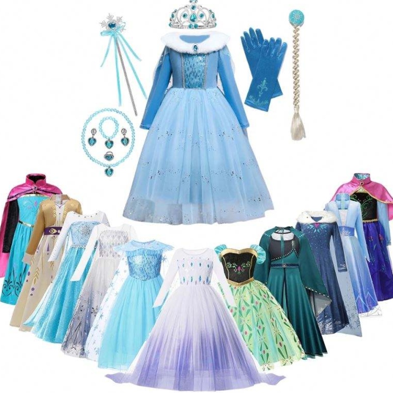 Anna Elsa Princess Disfraces paraniños Halloween Christmas Party Cosplay Snow Queen Dresses Girls Flake Gown.