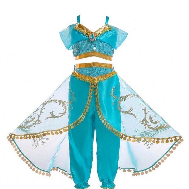 Disfraz de jazmín Aladdin Niños Niñas Jasmine Princesa Disfraz de Halloween Danza del vientre paraniños Cosplay