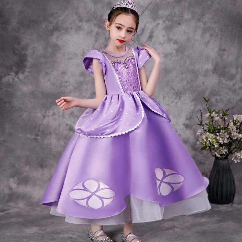 Baige Purple Sofía Rapunzel Elsa Anna Belle Princess Dress TV Caderas Sofiya Princess For Girl