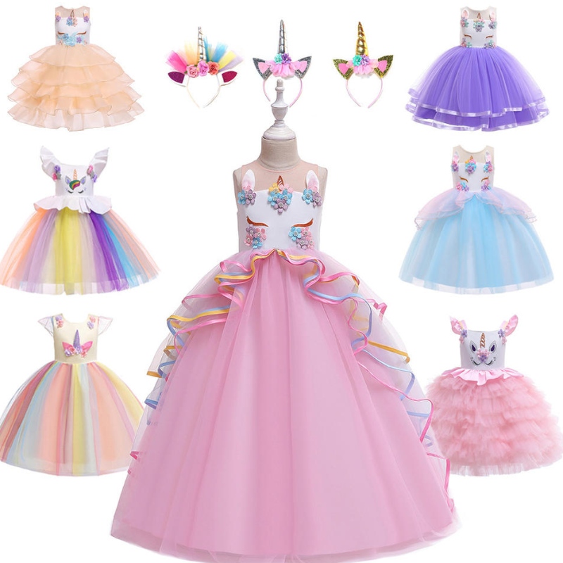 Venta caliente Hermosa princesa Ropa paraniños Partido de cumpleaños Cuerno Unicornio Sequin Tutu Tutu Girl Vestido paraniñas pequeñas