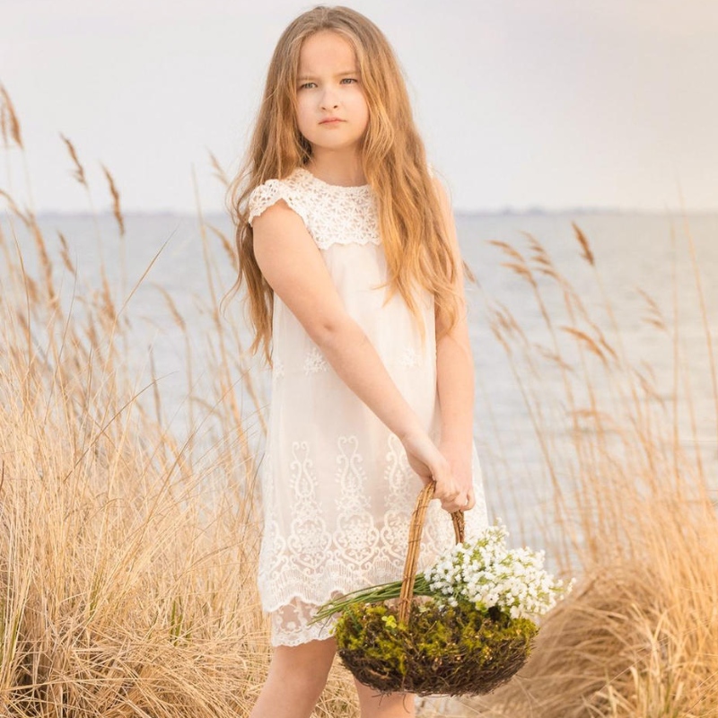 Ropa deniña verano 2022 vestido de encaje de algodón paraniños ropa paraniños encaje blanco princesa coreana lindo vestido