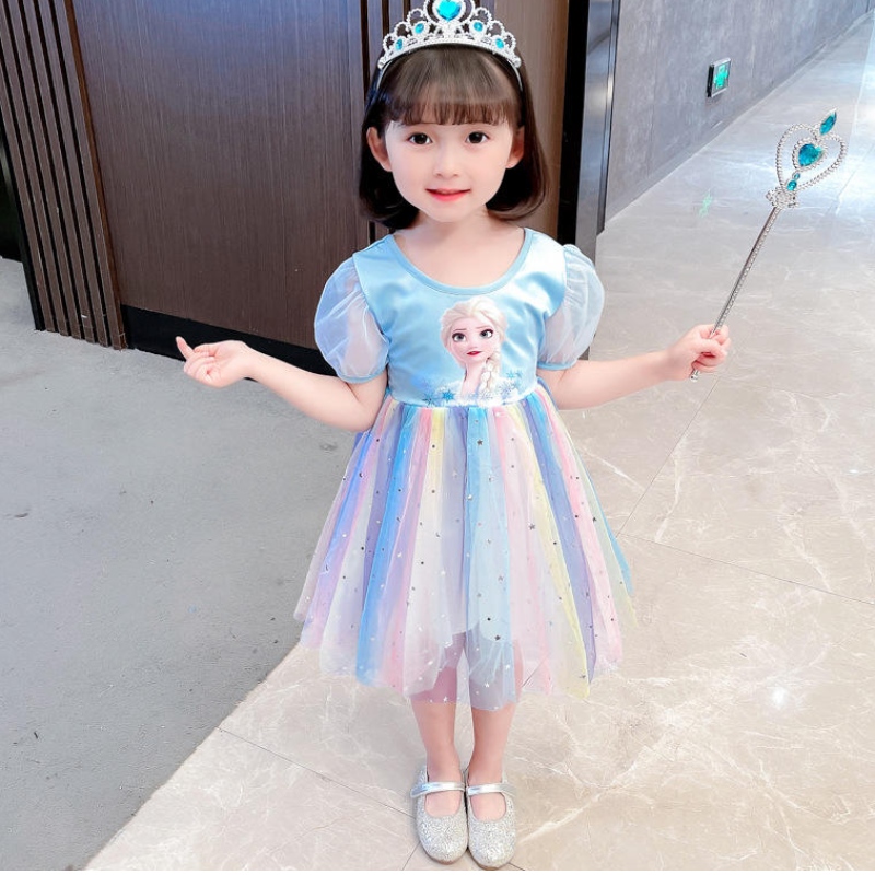 ELSA Princess Dress Teenagers Spring and Autumn Clothing Children \\\\ El cumpleaños de la fiesta de cumpleaños de los vestidos de vestuario
