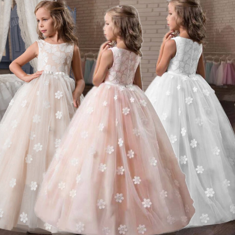 Vestido deniñas de flores vintage para la boda Noche de la boda Princesa de la princesa Pageh Gown Vestidos paraniños paraniñas Ropa formal