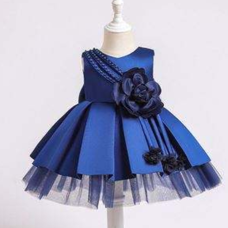 Vestido de fiesta de bebé reciénnacido de Baige durante 0-2 años paraniños Satenado Satén Vestidos de cumpleaños paraniños XZ001