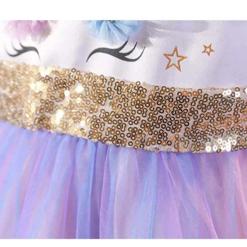 Baige Unicornio Tutu Tutu Party Dress Vestido de unicornio Girl Princess Vestidos