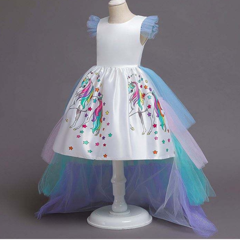 2020 Summer Niños sin mangas Rainbow Princess Fiesta de cumpleaños Unicornio unicornio con diadema DJS100
