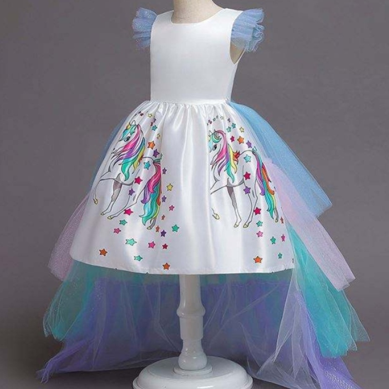 2020 Summer Niños sin mangas Rainbow Princess Fiesta de cumpleaños Unicornio unicornio con diadema DJS100
