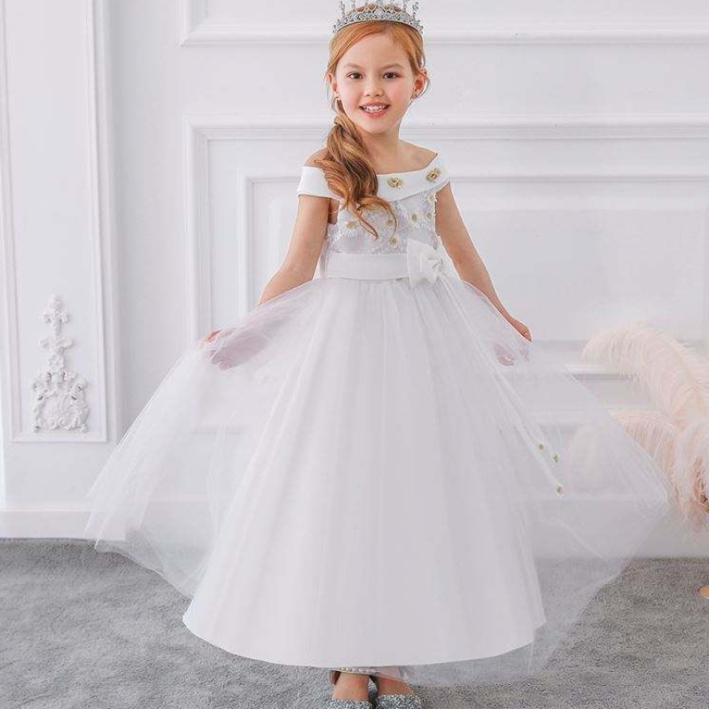 Niños Flores Fiesta de fiesta Vestido de cumpleaños Vestido de cumpleaños paraniña Baby Maxi Vestidos de pelota Niños Bow sin mangas LIP-232
