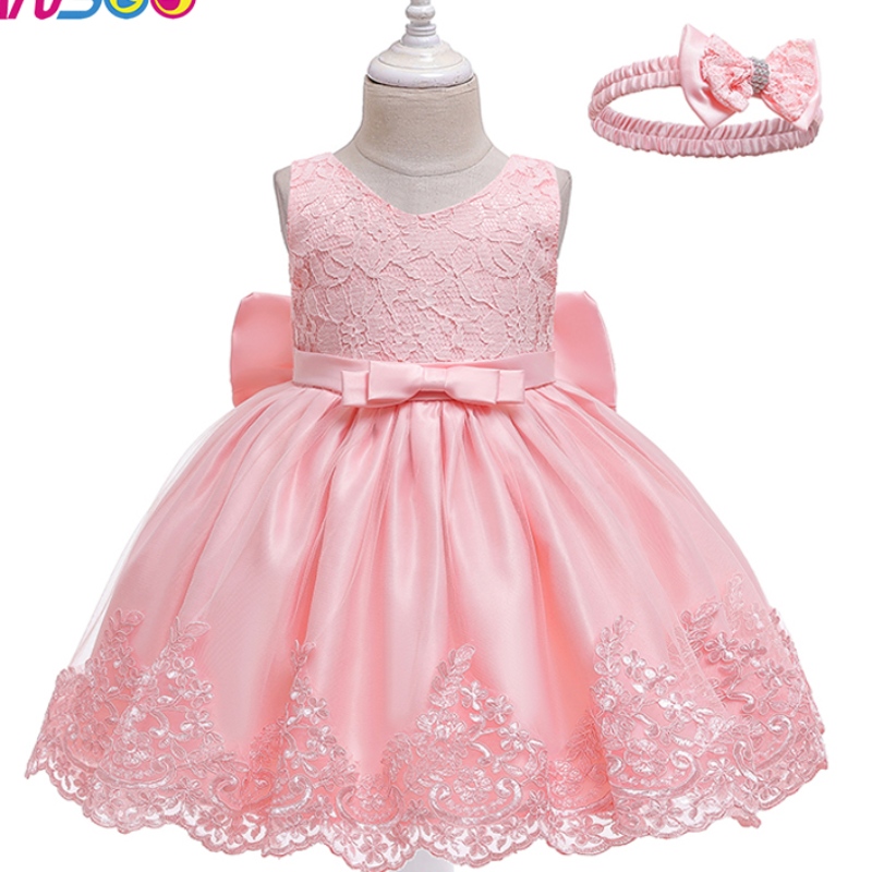 2022 Estilo explosivo Baby Cumples Dress Bowtie Band Band Pompous Falda Vestido de encaje con banda para la banda para el mayor