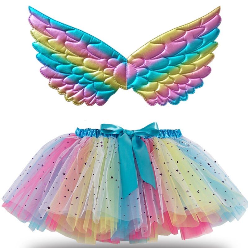 Chicas multicolor tutu faldas ballet fiesta de cumpleaños tutu vestido chicas \\\\ \'baile faldas para princesa disfraz con alas