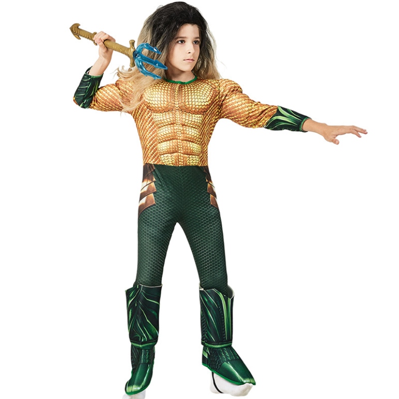 COMIC SUPERHERO COMICA AQUAMAN Músculo Vestido de Halloween Disfraz Dress Up Cosplay Traje paraniños