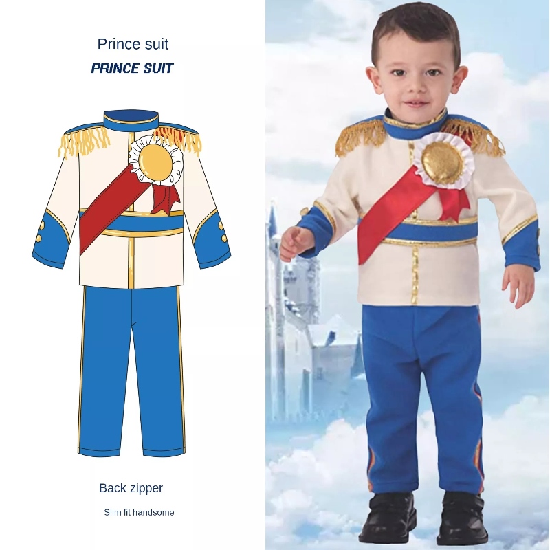 Halloween Christmas Cosplay Fiesta Fancy Dress Up Kids Boys Medieval Prince Boy King Disfraz