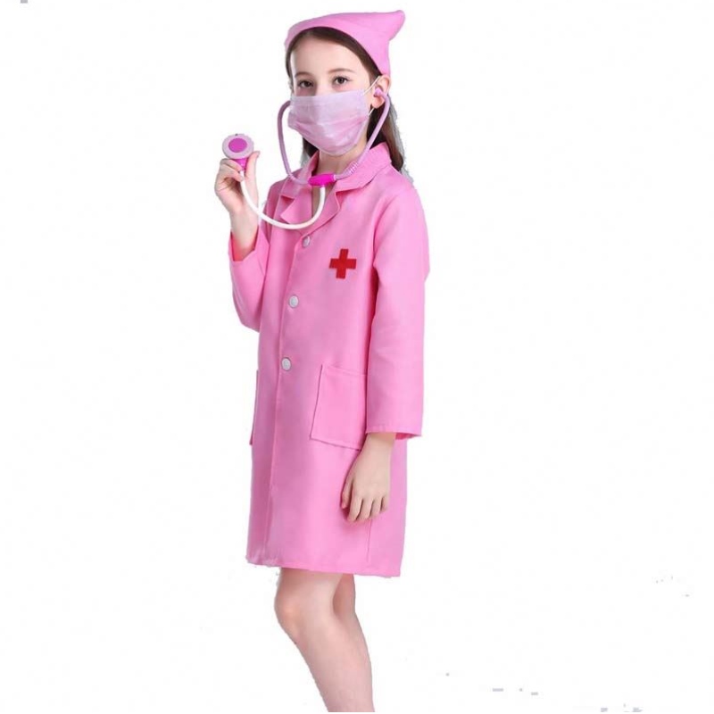 Niños Doctor Enfermera Uniforme Cosplay Niña White Pink Kids Nurfer Disfraz HCBC-011
