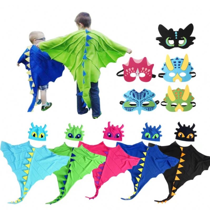 Capa de disfraces de Halloween paraniños con sombrero y máscara de dinosaurio Cosplay Fancy Dress Up Party Favors